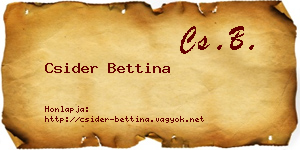 Csider Bettina névjegykártya
